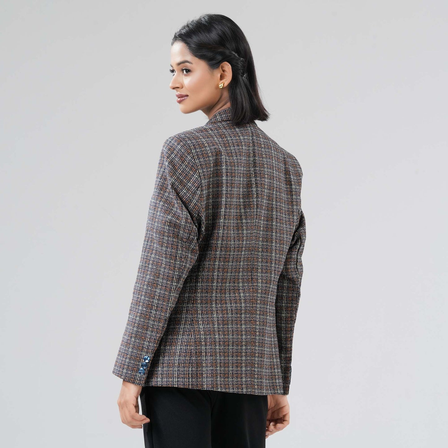 Women's Navy Check Blazer