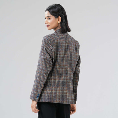 Women's Navy Check Blazer