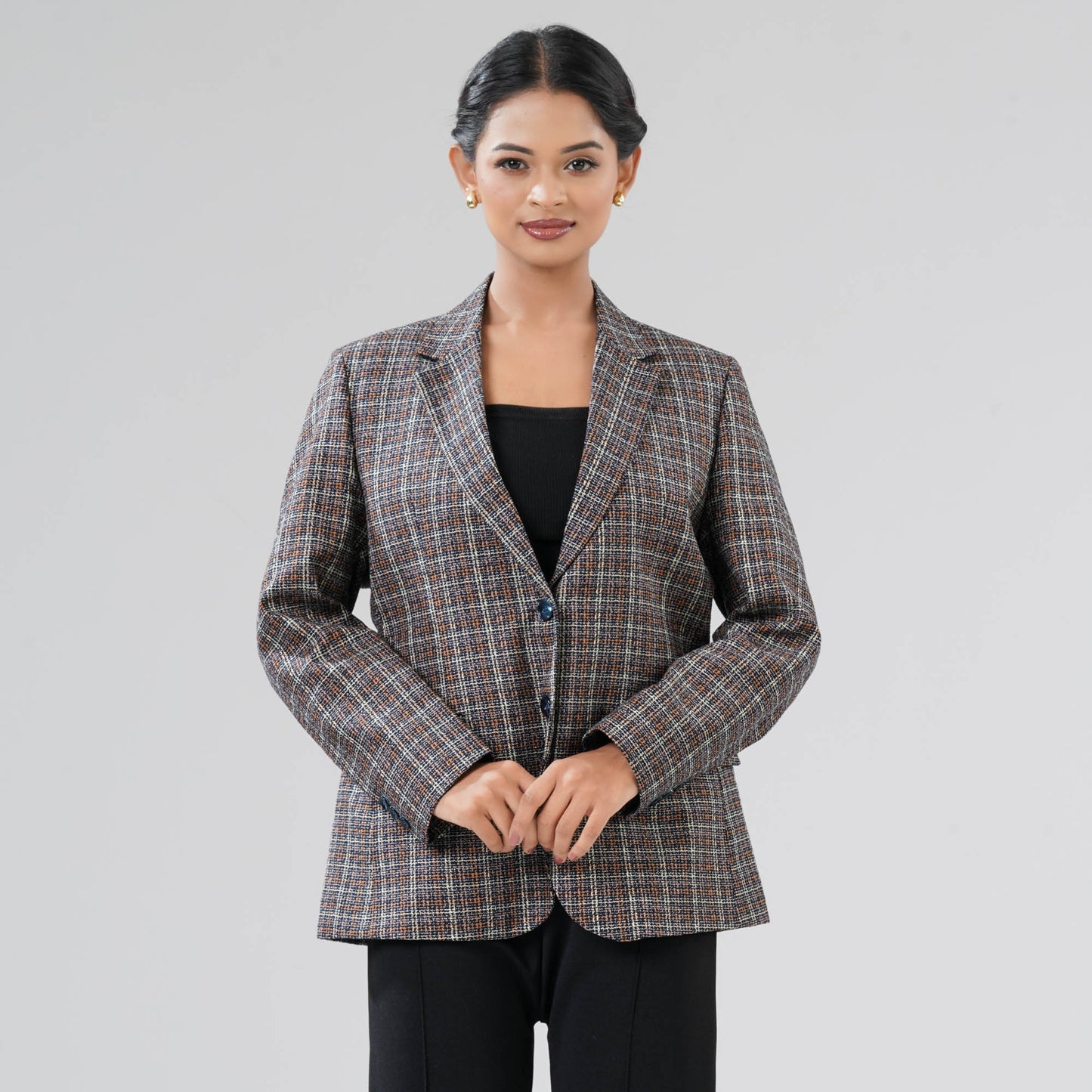Women's Navy Check Blazer
