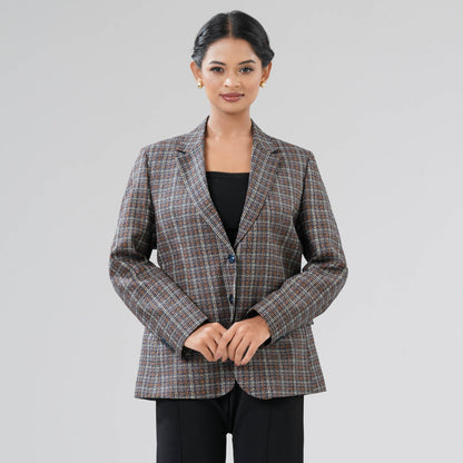 Women's Navy Check Blazer