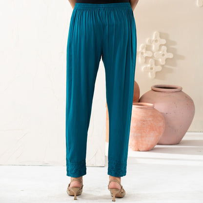 Womens Teal Embroidered Bottom