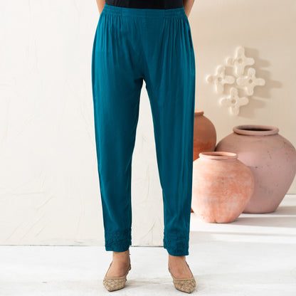 Womens Teal Embroidered Bottom