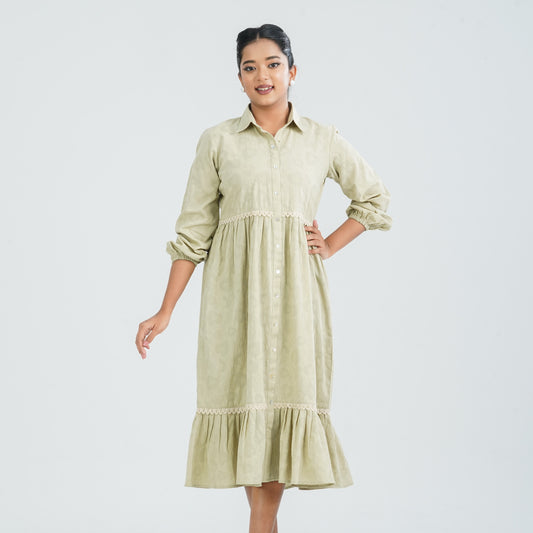 Women's Cotton Olive Dress