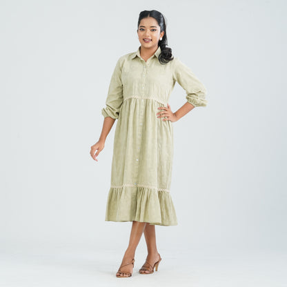 Women's Cotton Olive Dress