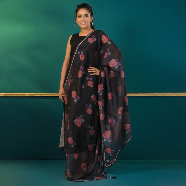 Women’s Black Silk Dupatta