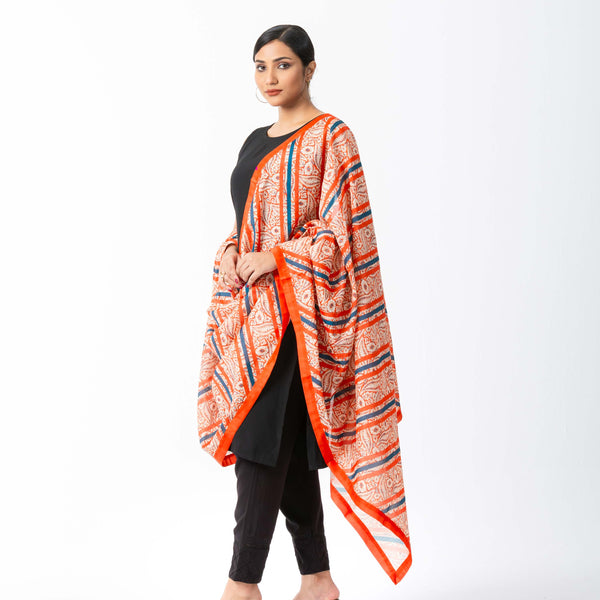 Women Orange Printed Orna