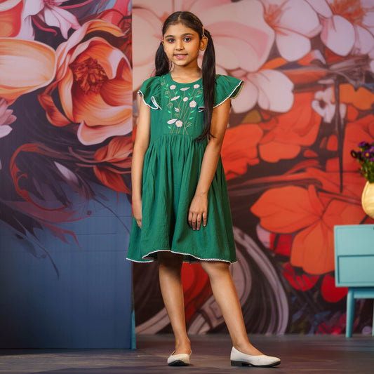 Girls Frock-Green