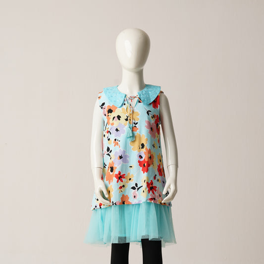 Girls Frock-Aqua Blue