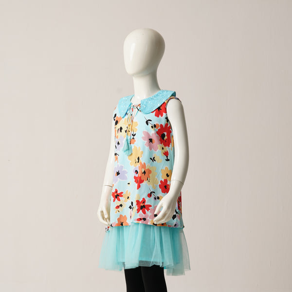 GIRLS FROCK-AQUA BLUE