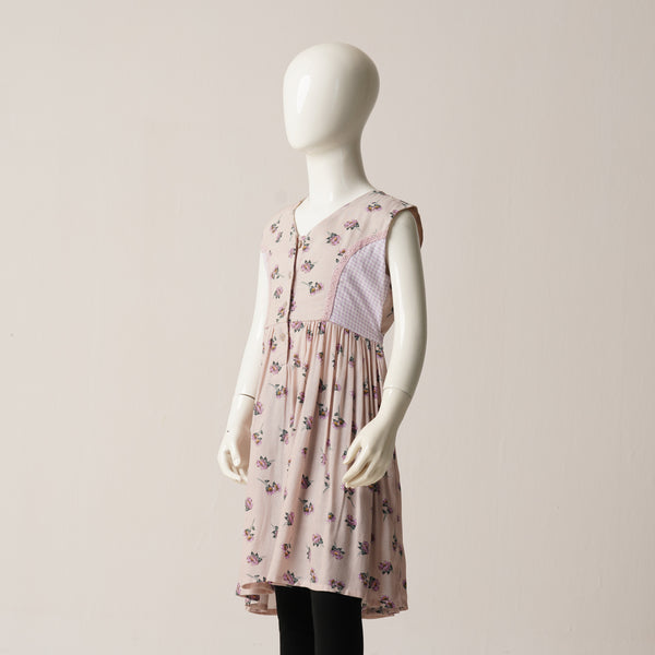 GIRLS FROCK-LAVENDER CHECK