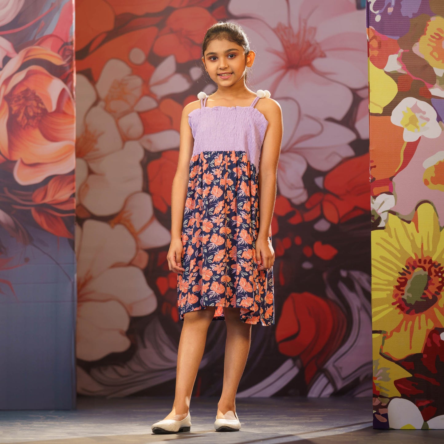 Girls Frock-Navy Floral