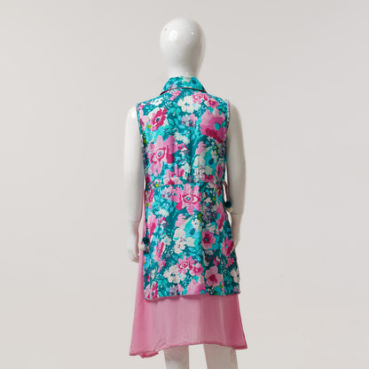 Girls Aqua Pink Frock