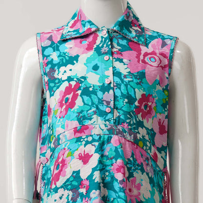 Girls Aqua Pink Frock