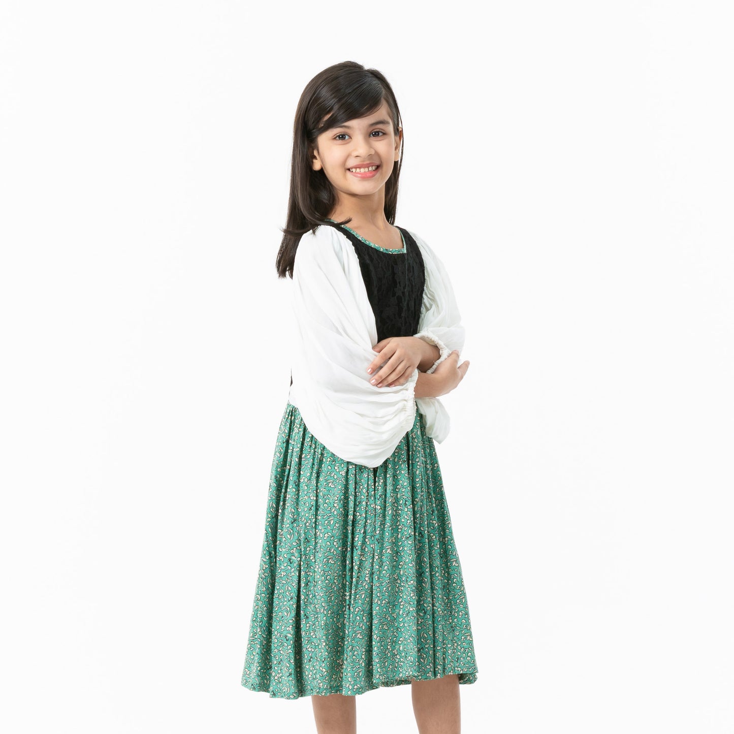 Girls Mint Printed Frock