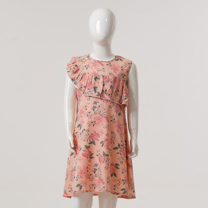 Girls Peachy Floral Frock