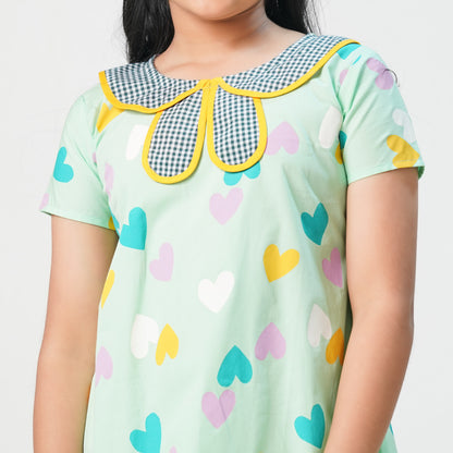 Girls Mint Printed Frock