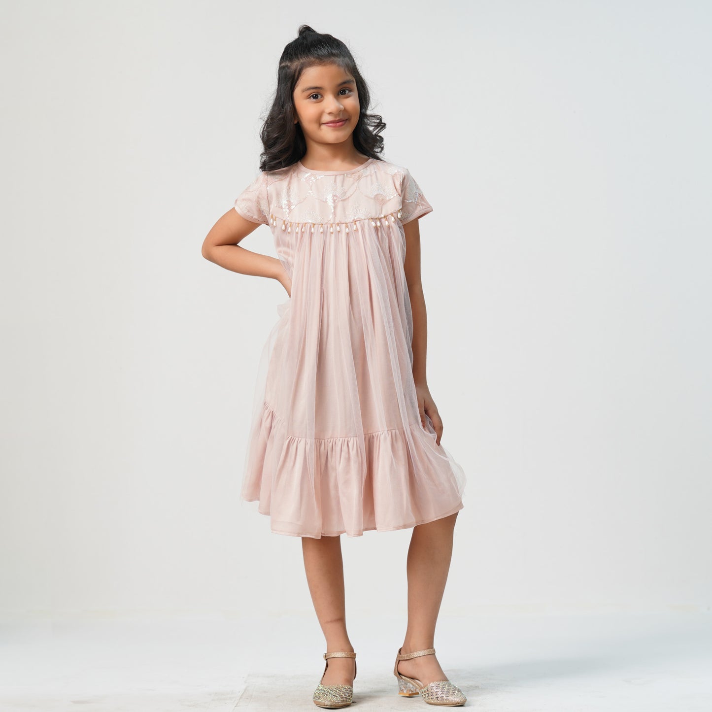 Girls Powder Pink Frock