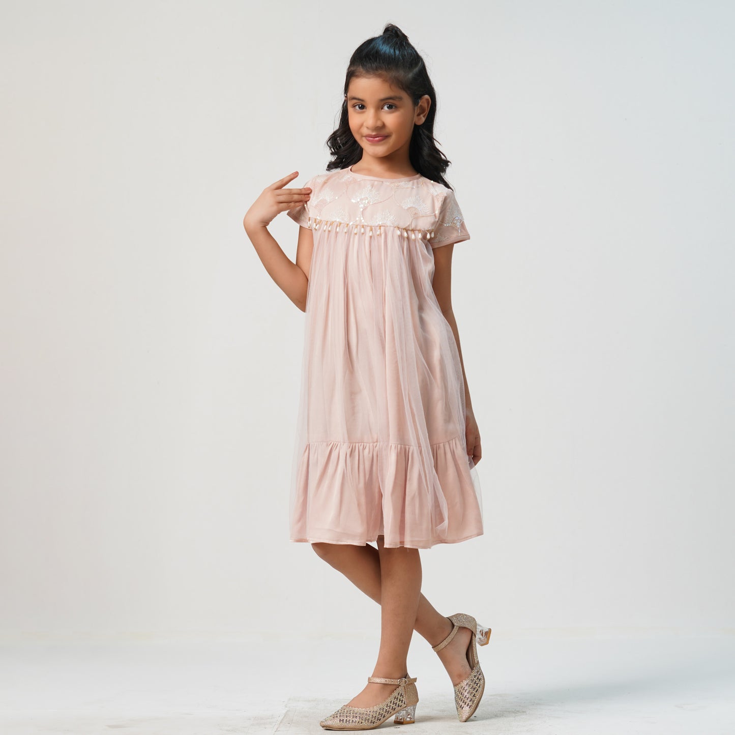 Girls Powder Pink Frock