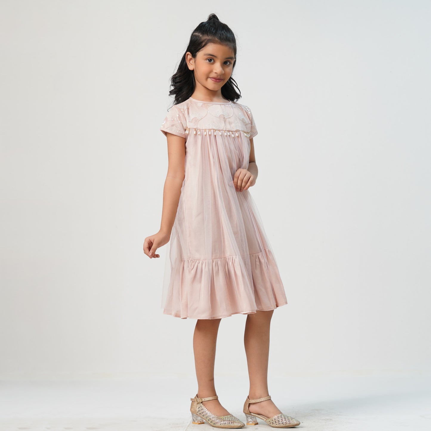 Girls Powder Pink Frock