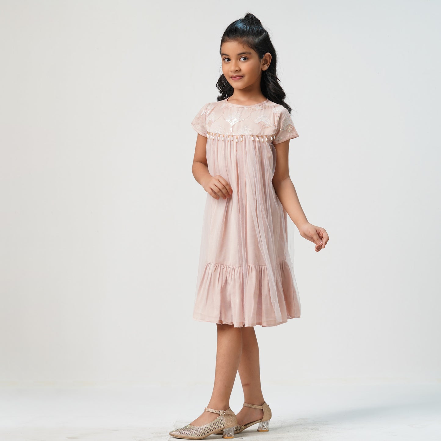 Girls Powder Pink Frock