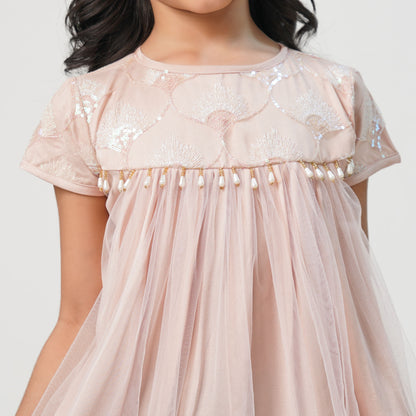 Girls Powder Pink Frock