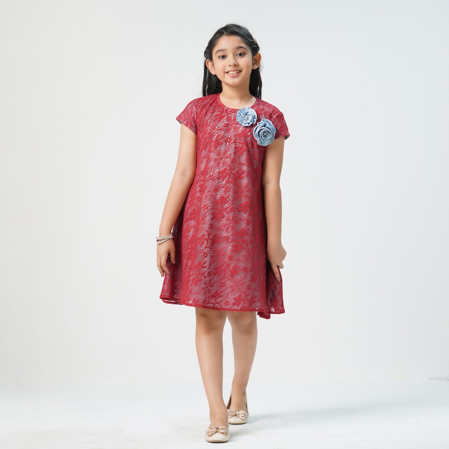 Girls Silk Burnt Orange Frock