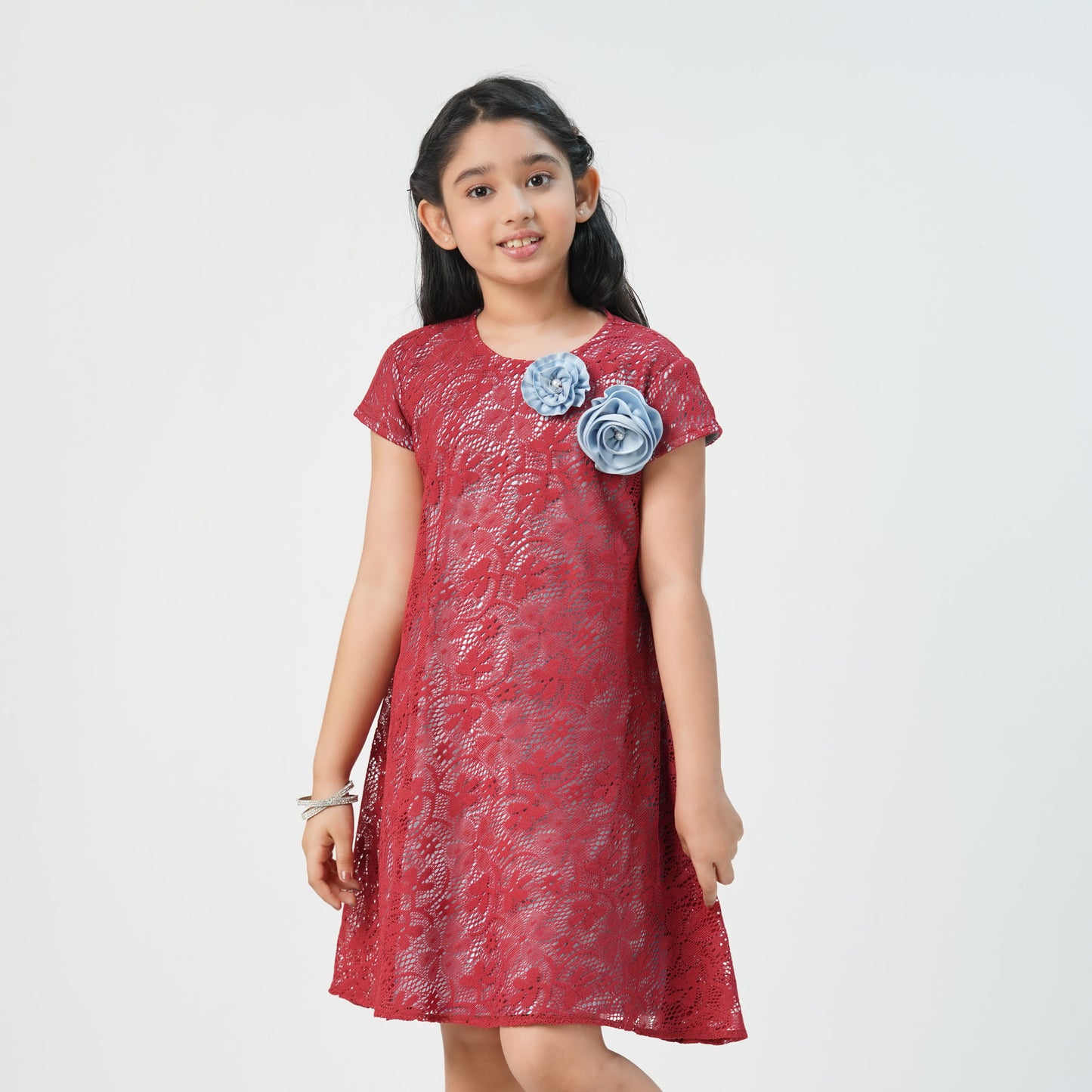 Girls Silk Burnt Orange Frock