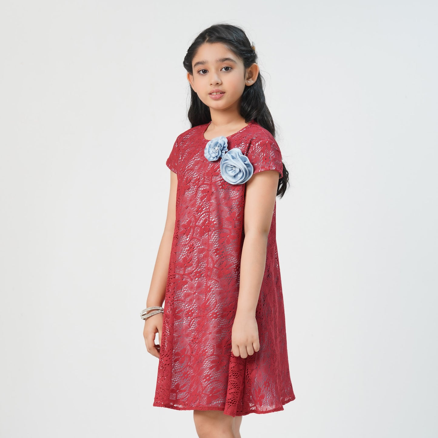 Girls Silk Burnt Orange Frock