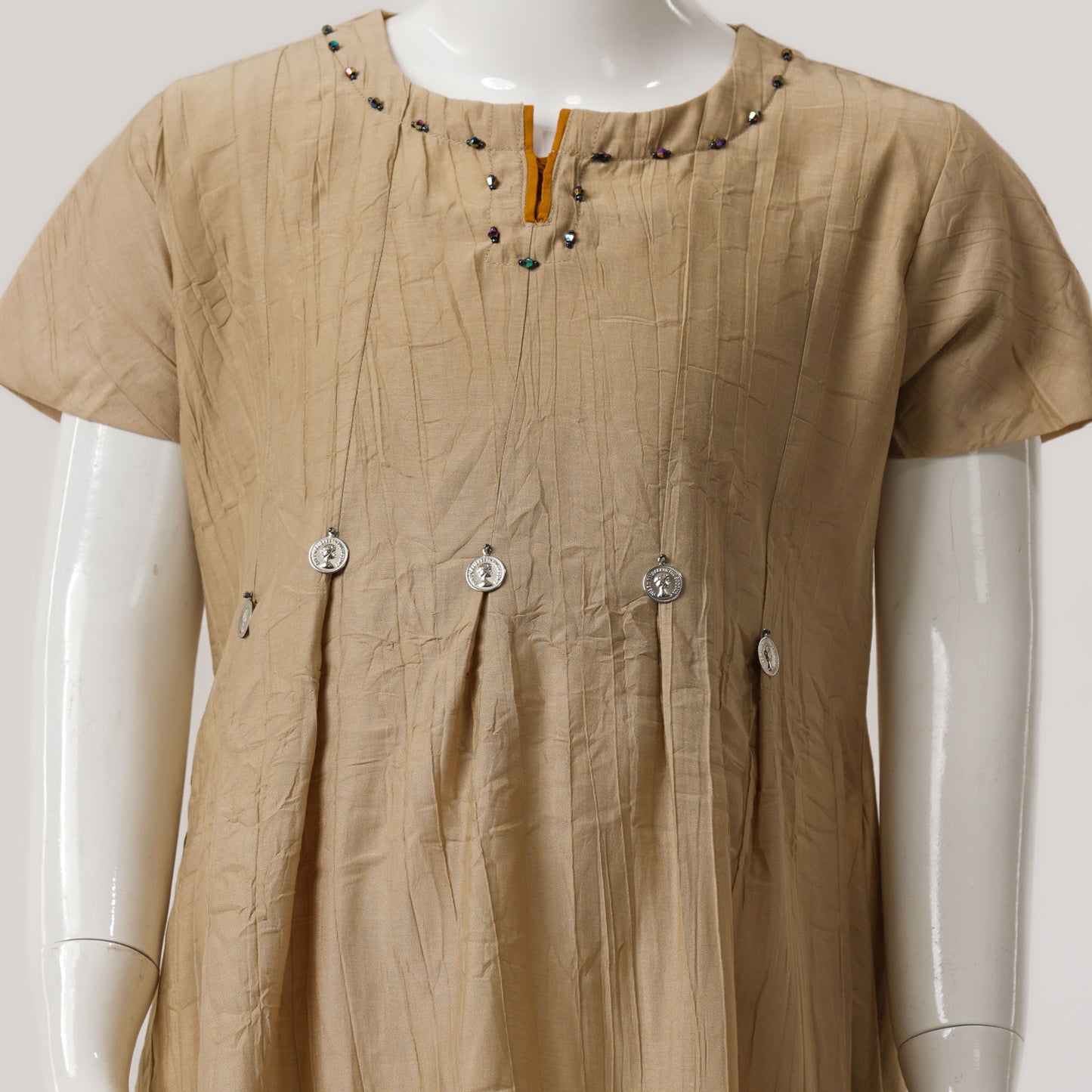 Girls Frock-BEIGE