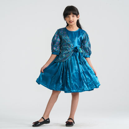 Girl’s Teal Flared Midi Frock