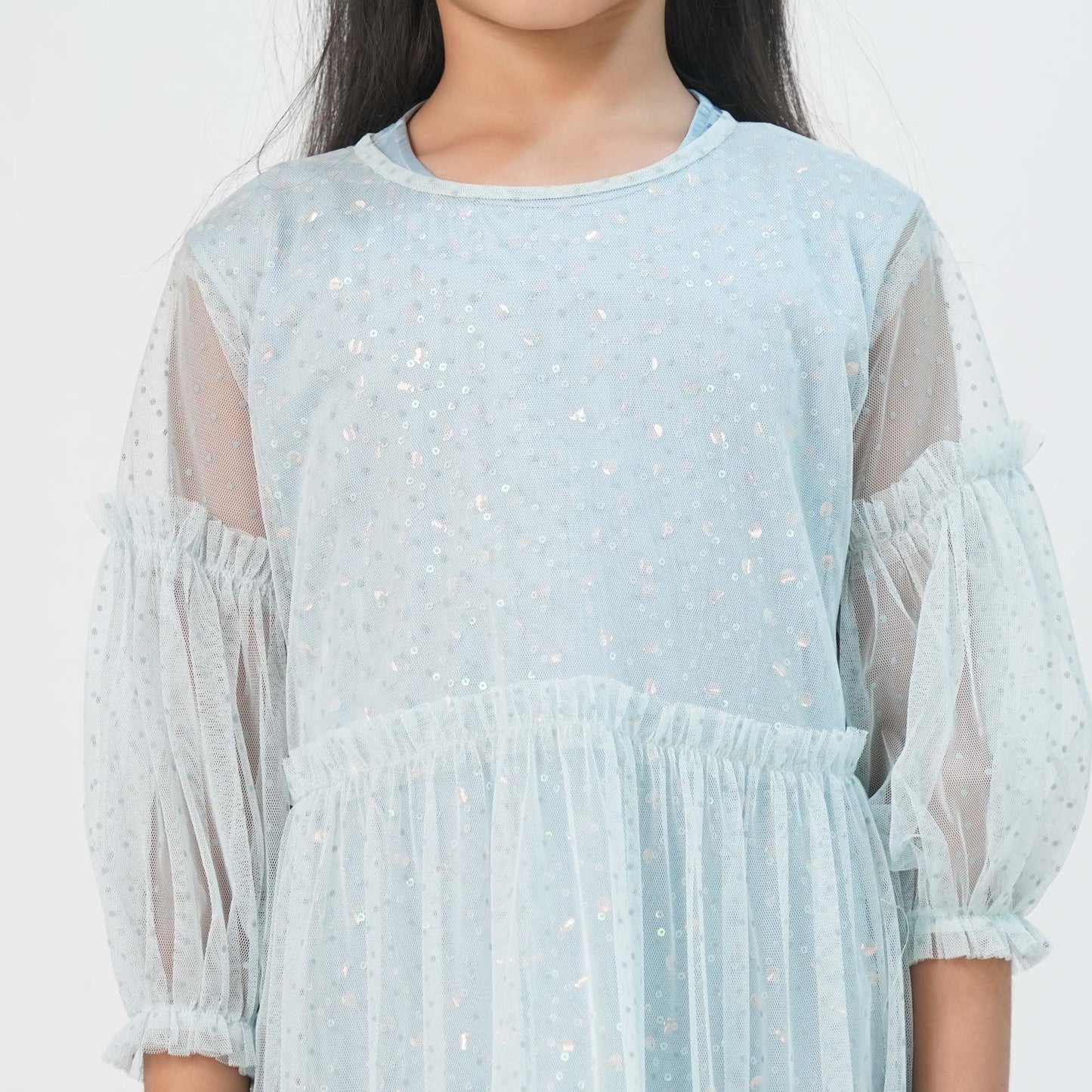 Girls Silk & Sequin Gown