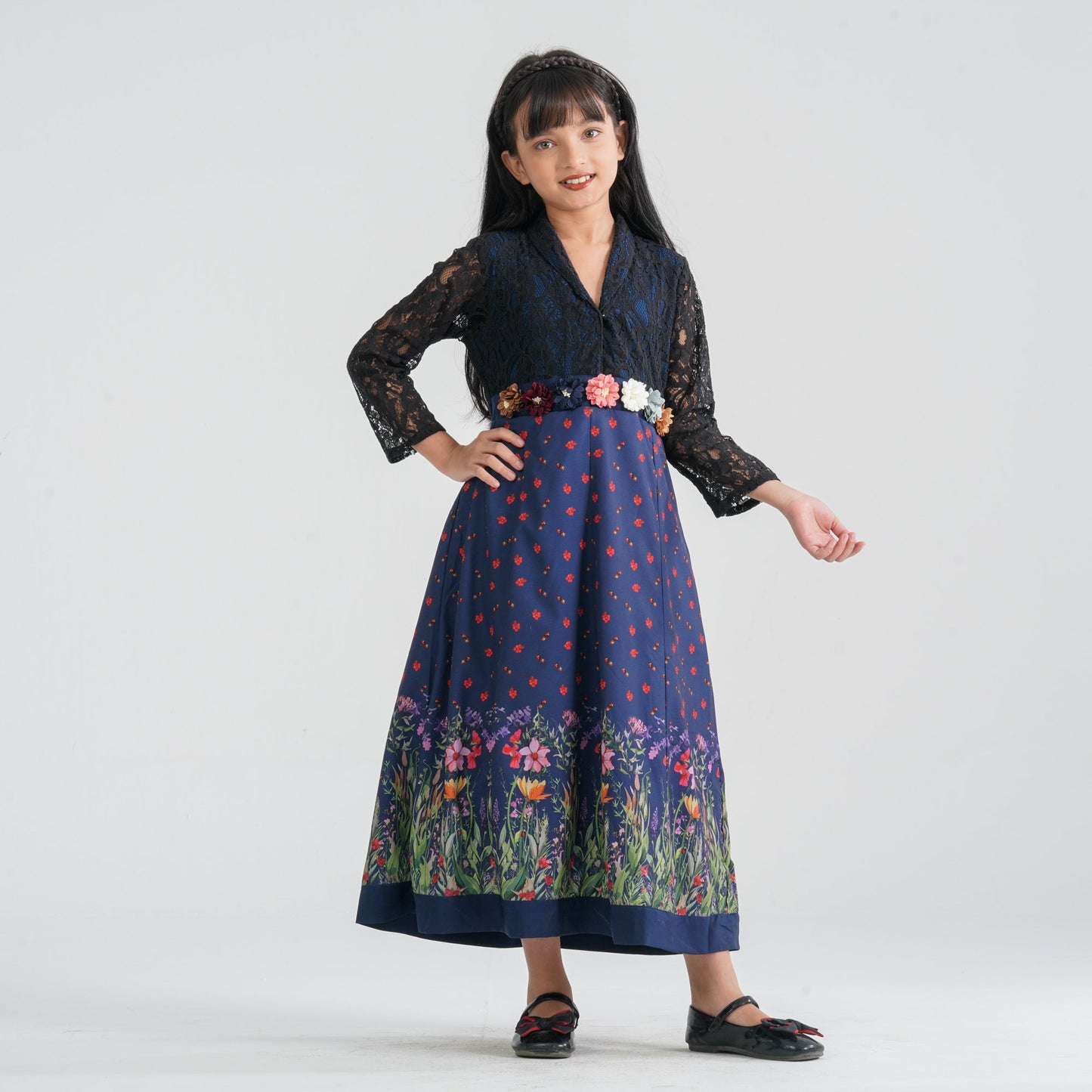 Girl’s Navy Blended Gown