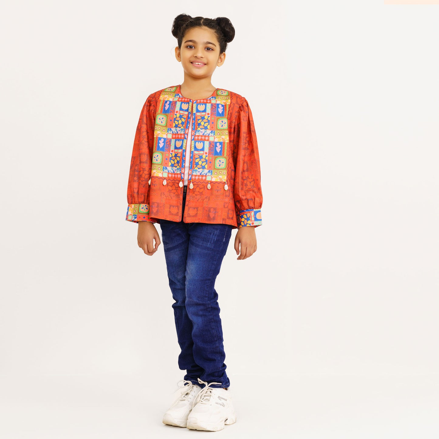 Girls Maroon Ethnic Jacket