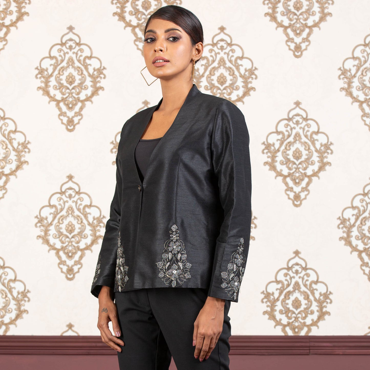 Womens Ethnic Jacket- Black