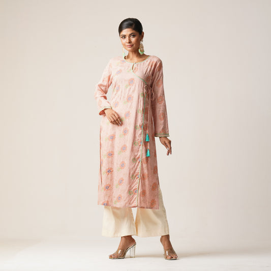 Womens Average Kurti-Peach