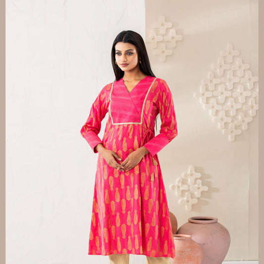 Women Cotton Pink Kurti