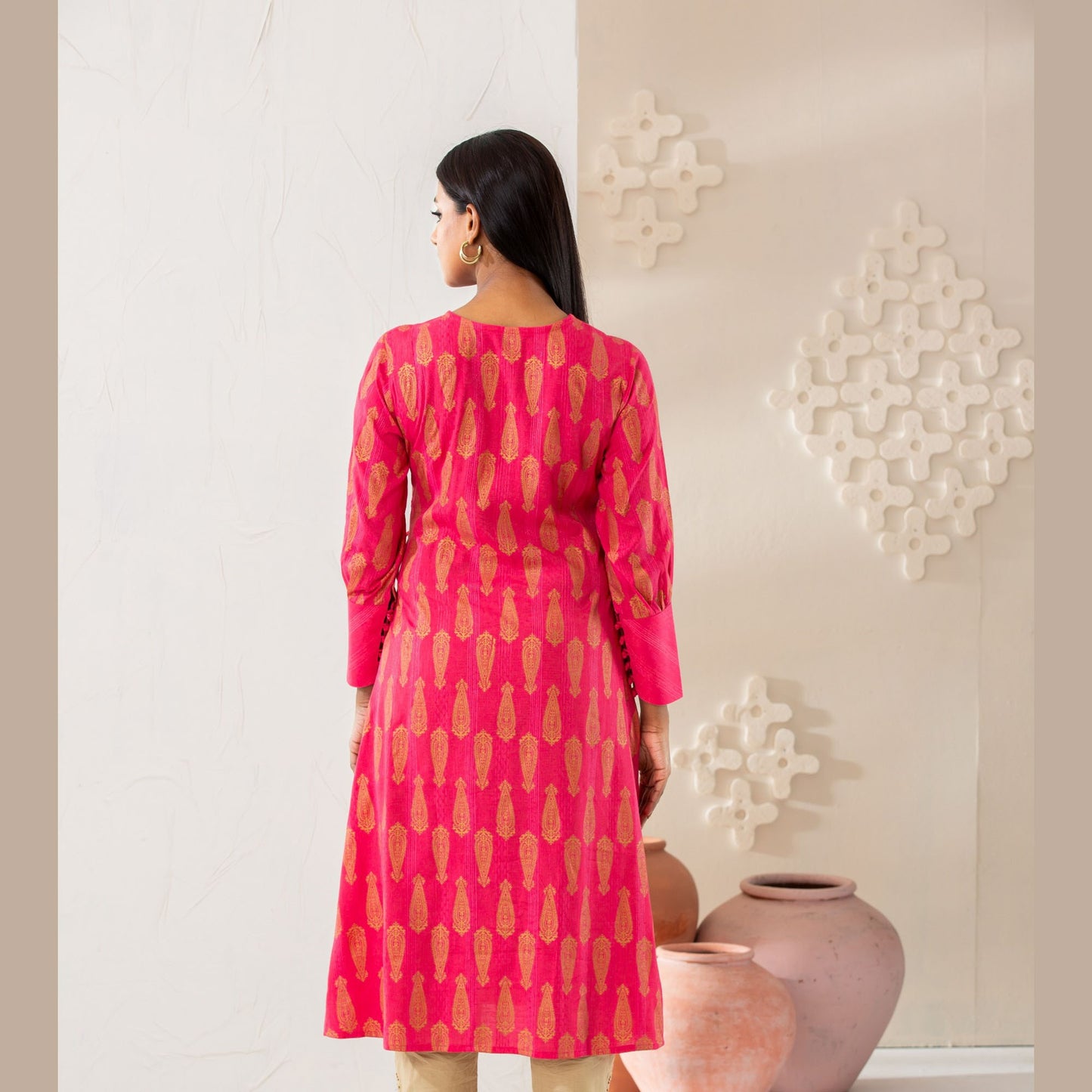 Women Cotton Pink Kurti