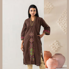 Load image into Gallery viewer, Women Coffee Cotton Kurti
