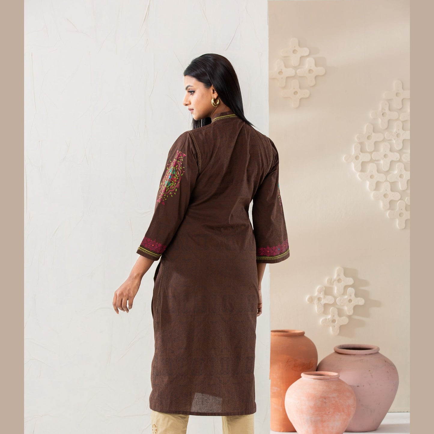 Women Coffee Cotton Kurti