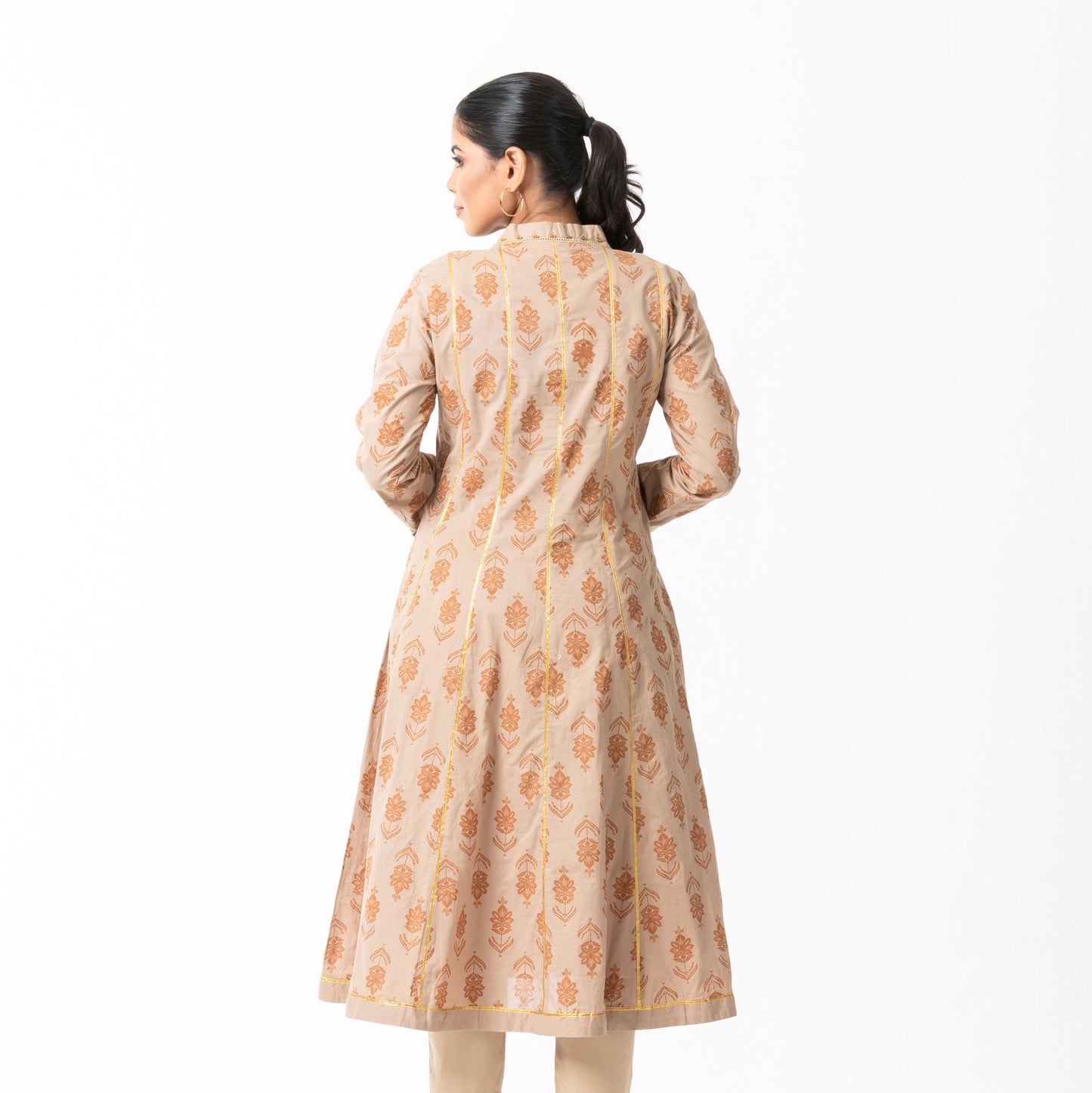 Women Tan Beaded Kurti