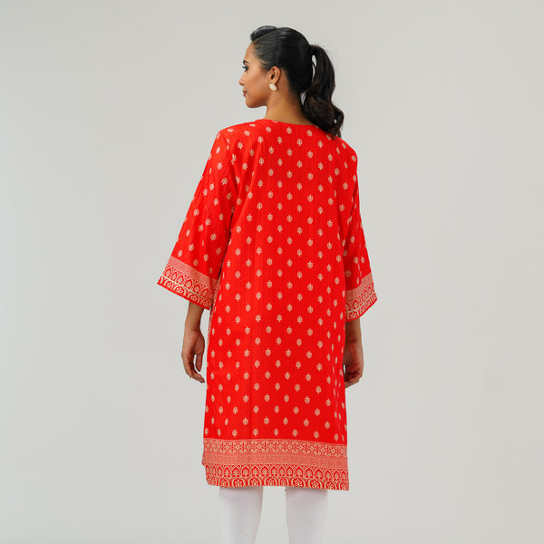 Womens Embroidered Kurti Red