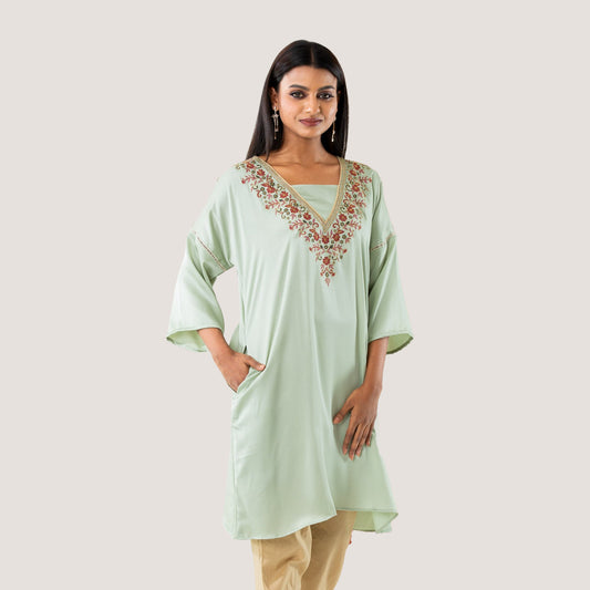 Women Pastel Embroidered Kurti