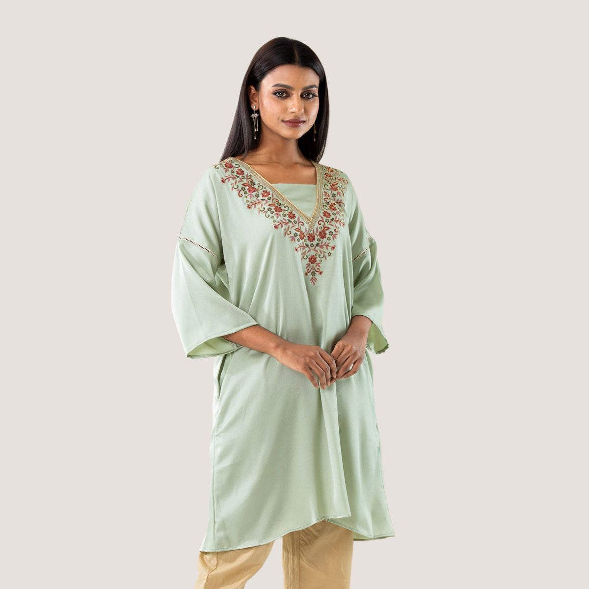 Women Pastel Embroidered Kurti