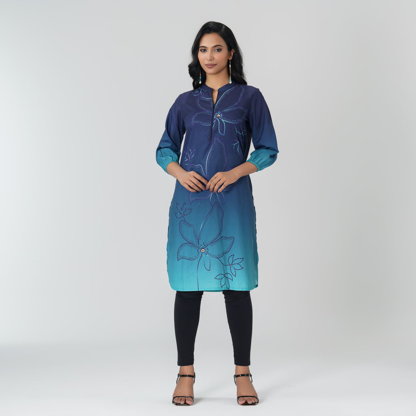 Women Navy Ethnic Kurti