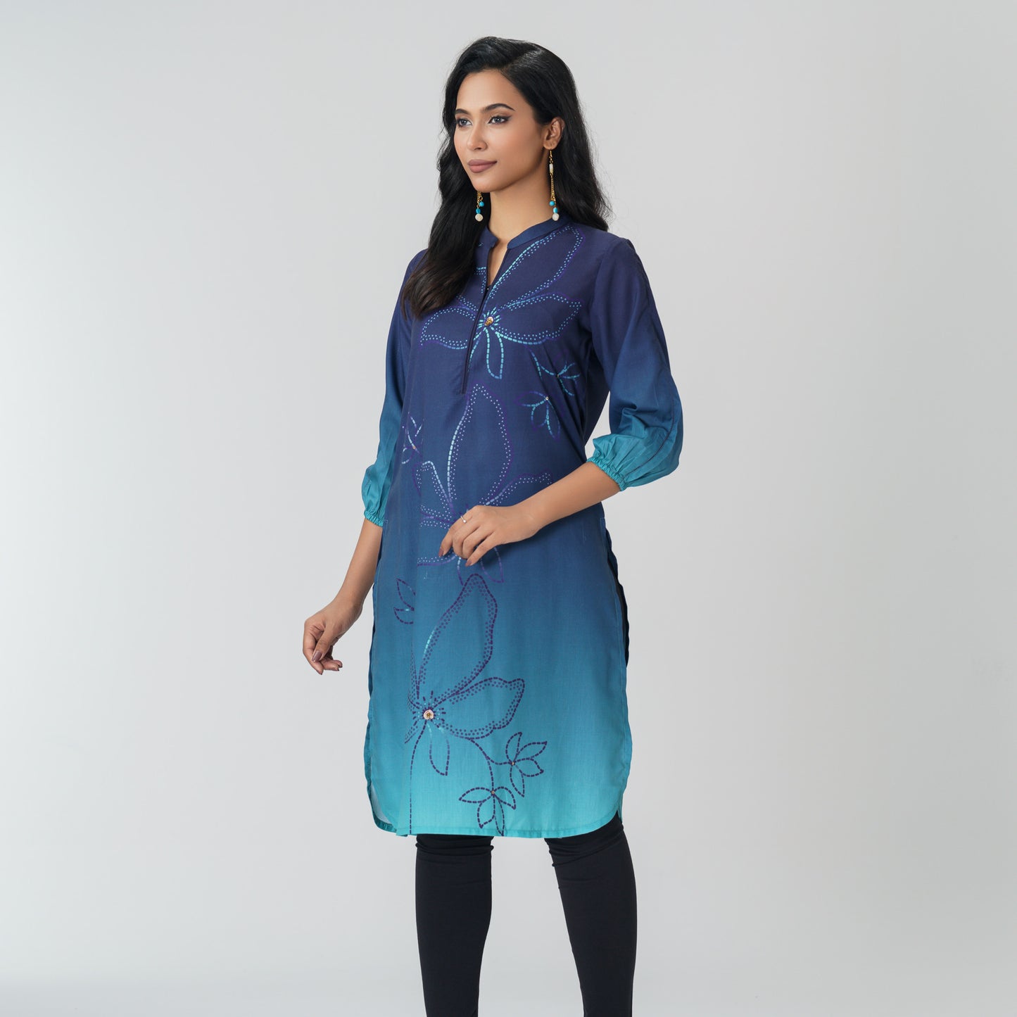 Women Navy Ethnic Kurti