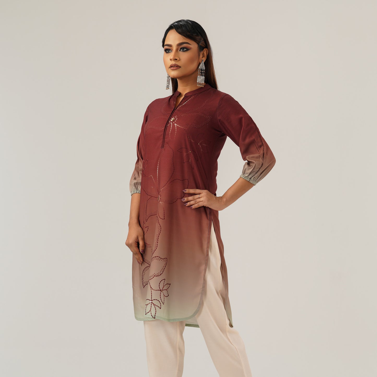 Women Brown Ethnic Kurti