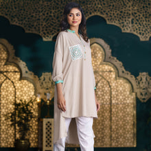 Load image into Gallery viewer, ETHNIC FUSION KURTI-BEIGE

