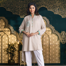 Load image into Gallery viewer, ETHNIC FUSION KURTI-BEIGE
