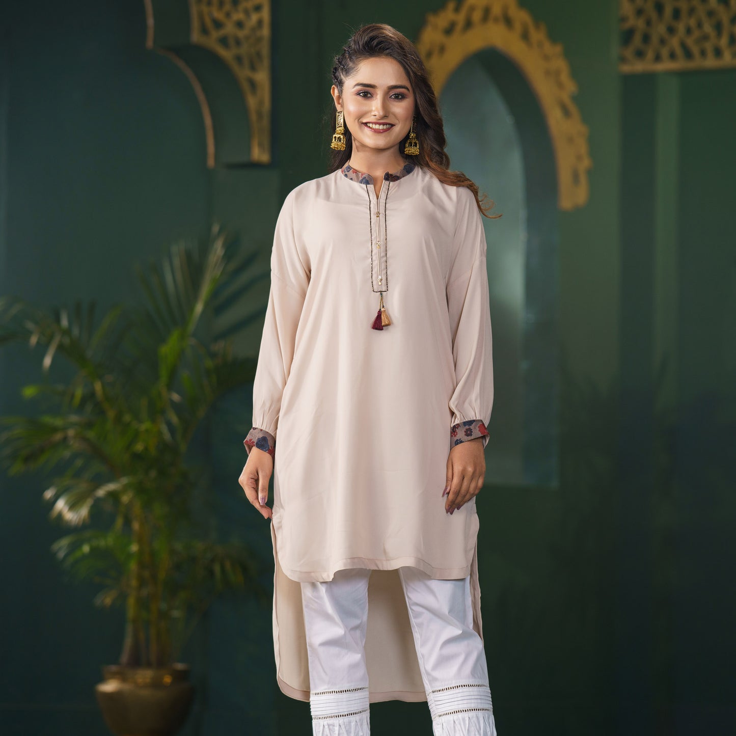 Women Ethnic Beige Fusion Kurti