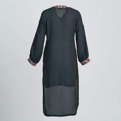 ETHNIC FUSION KURTI-BLACK